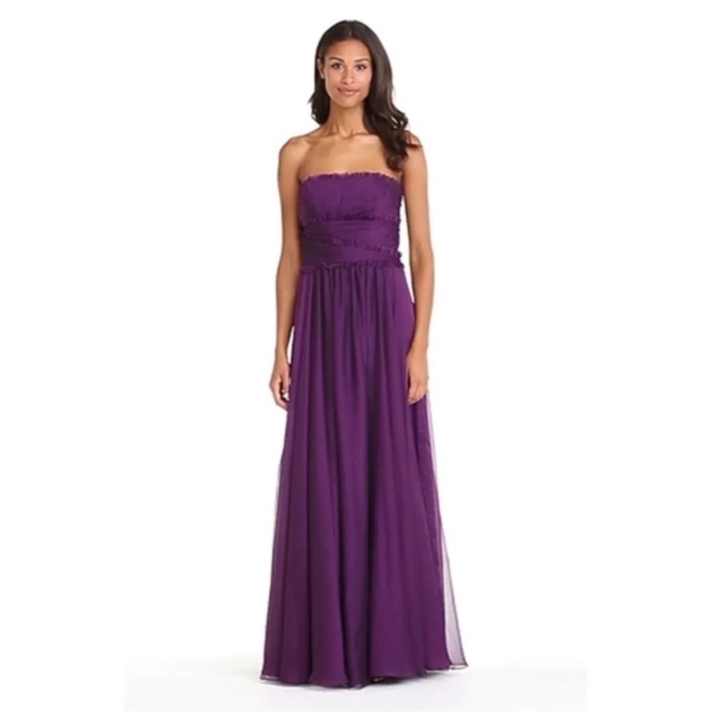 Monique Lhuillier Chiffon Purple Strapless Gown